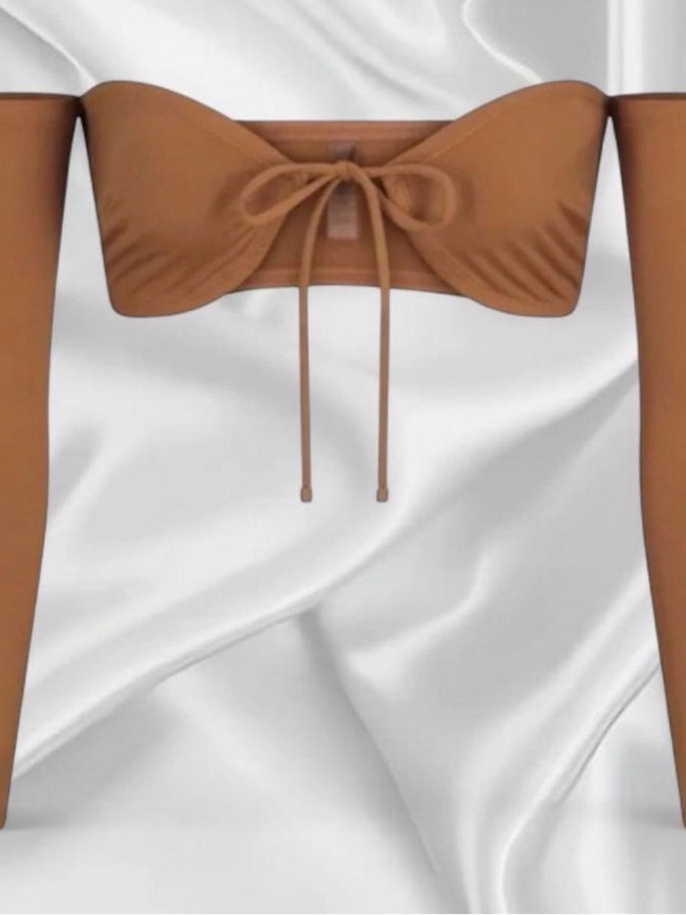 SKIMS Chestnut Brown Off-Shoulder Tie-Front Bandeau